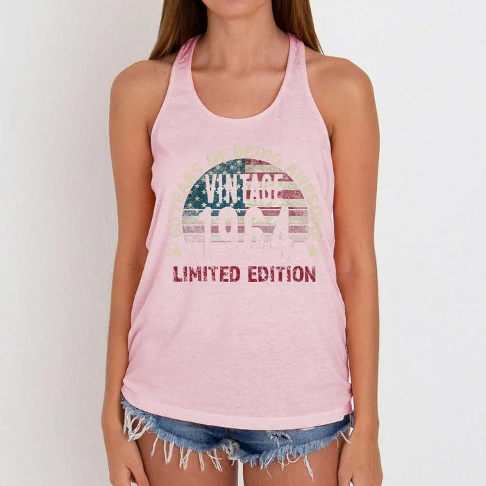 60th Birthday Gift Vintage Born 1964 Turning 60 Year Old Women's Knotted Racerback Tank