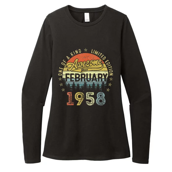 65th Birthday Gift 65 Year Old Awesome Since February 1958 Womens CVC Long Sleeve Shirt