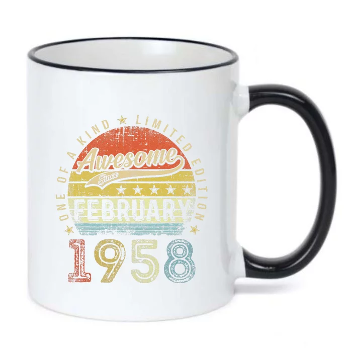 65th Birthday Gift Awesome Since February 1958 65 Year Old Cute Black Color Changing Mug