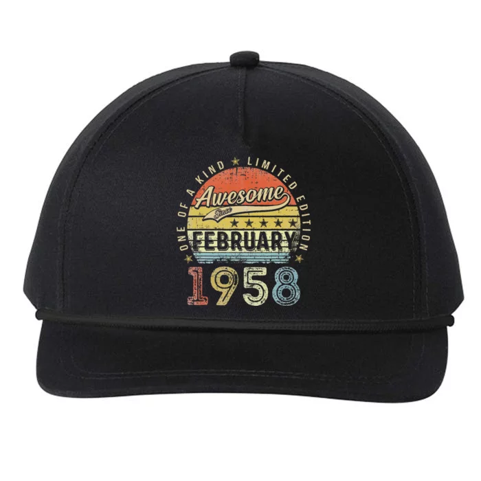 65th Birthday Gift Awesome Since February 1958 65 Year Old Cute Snapback Five-Panel Rope Hat