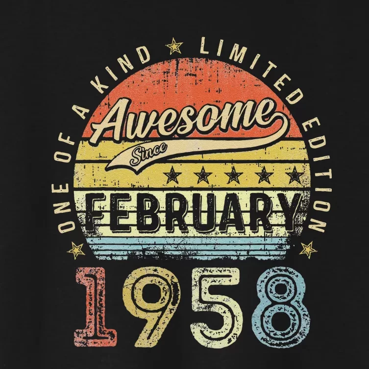 65th Birthday Gift Awesome Since February 1958 65 Year Old Cute Women's Crop Top Tee