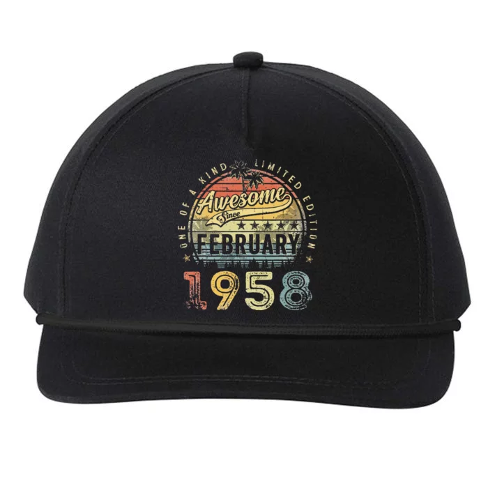 65th Birthday Gift Awesome Since February 1958 65 Year Old Snapback Five-Panel Rope Hat