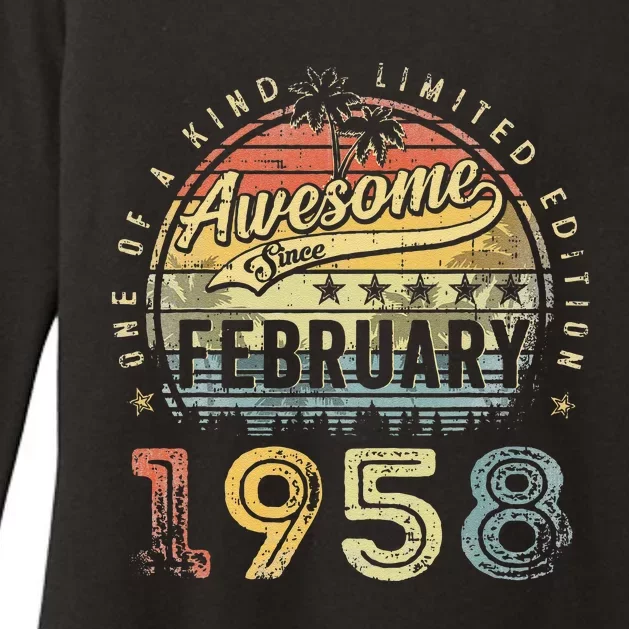 65th Birthday Gift Awesome Since February 1958 65 Year Old Womens CVC Long Sleeve Shirt