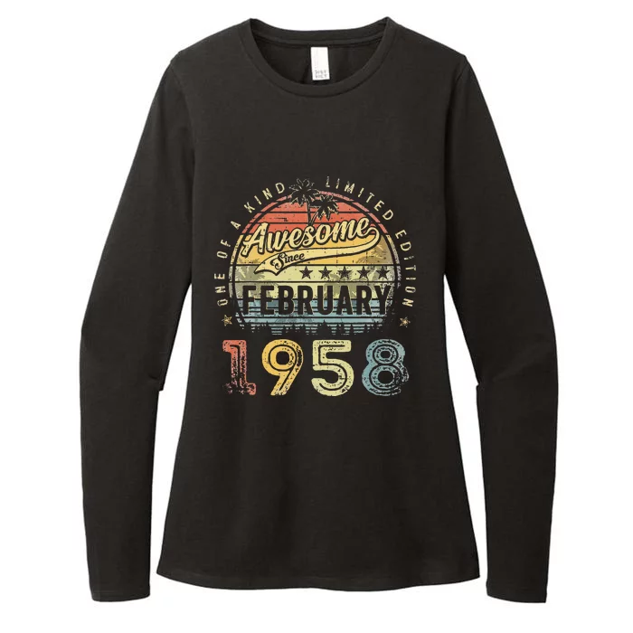 65th Birthday Gift Awesome Since February 1958 65 Year Old Womens CVC Long Sleeve Shirt