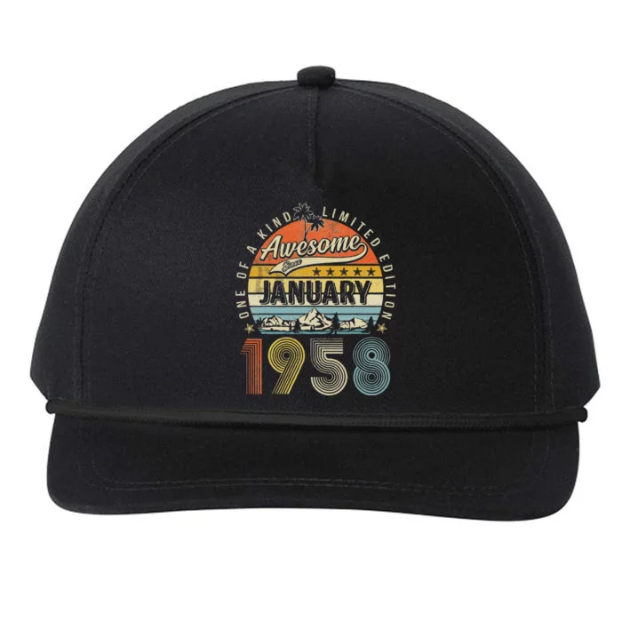 65th Birthday Gift Awesome Since January 1958 65 Year Old Cute Snapback Five-Panel Rope Hat