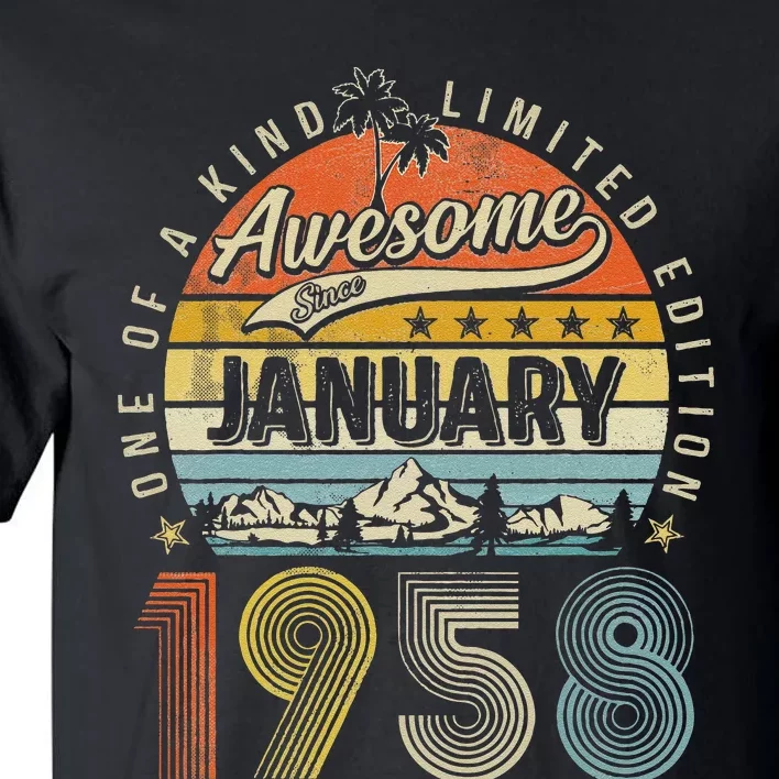 65th Birthday Gift Awesome Since January 1958 65 Year Old Tall T-Shirt