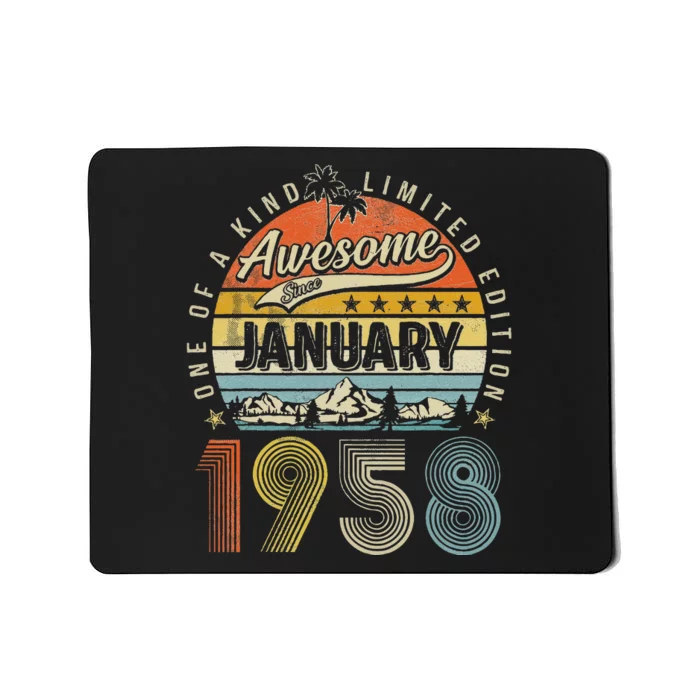 65th Birthday Gift Awesome Since January 1958 65 Year Old Mousepad