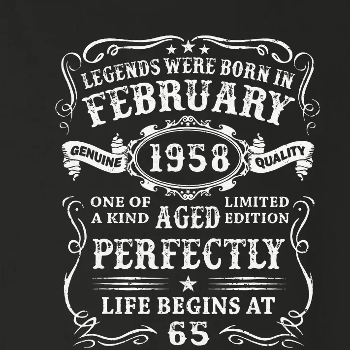 65th Birthday Gift Legends Born In February 1958 65 Year Old Cute Toddler Long Sleeve Shirt