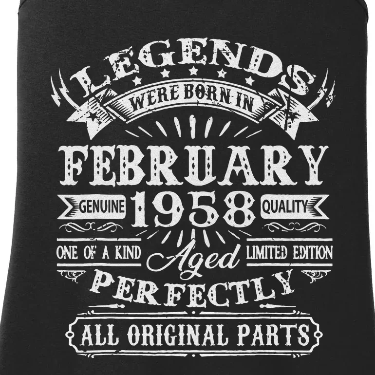 65th Birthday Gift Legends Born In February 1958 65 Year Old Ladies Essential Tank