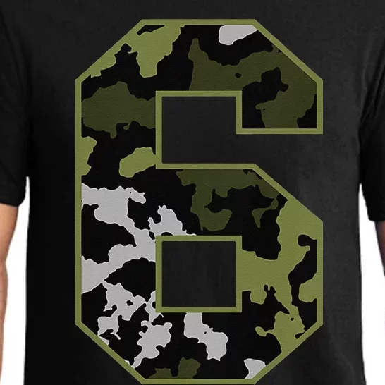 6th Birthday Gift Army Green Camo Number Pajama Set