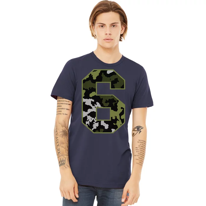 6th Birthday Gift Army Green Camo Number Premium T-Shirt