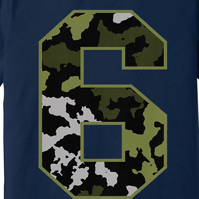 6th Birthday Gift Army Green Camo Number Premium T-Shirt