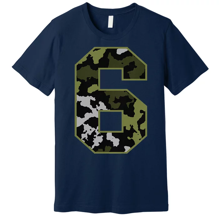 6th Birthday Gift Army Green Camo Number Premium T-Shirt