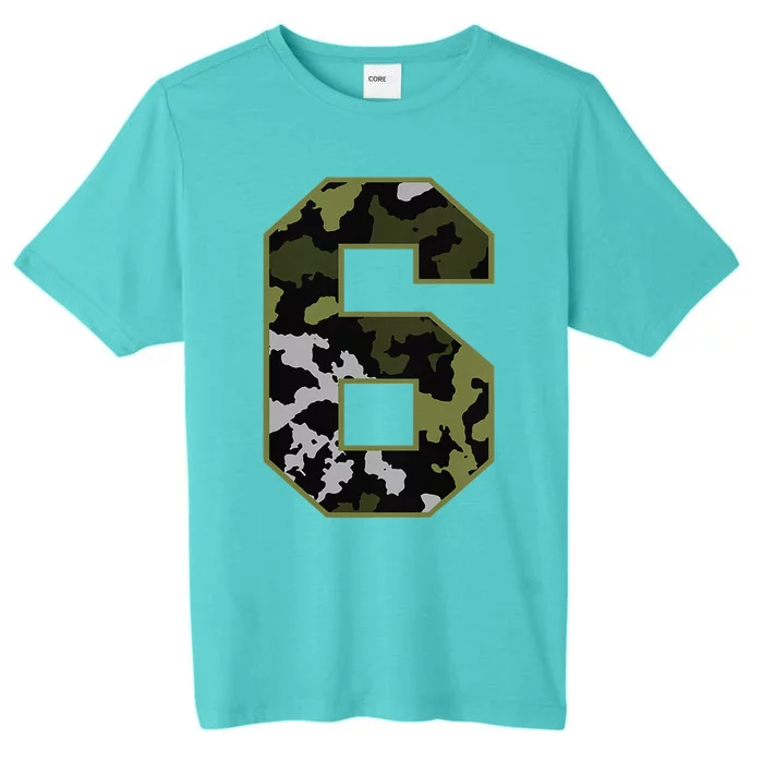 6th Birthday Gift Army Green Camo Number ChromaSoft Performance T-Shirt