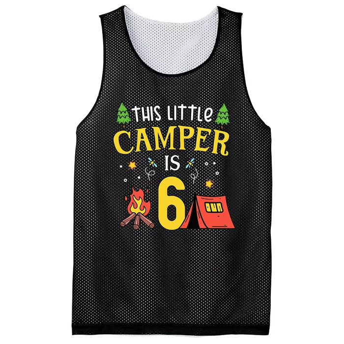 6th Birthday Little Camper Six Years Old Camping Party Mesh Reversible Basketball Jersey Tank