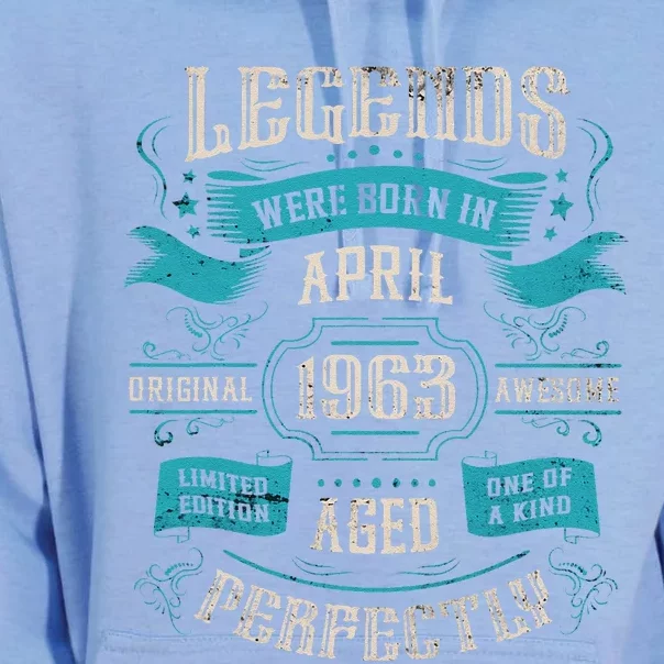 60th Birthday Legends Were Born In April 1963 Unisex Surf Hoodie