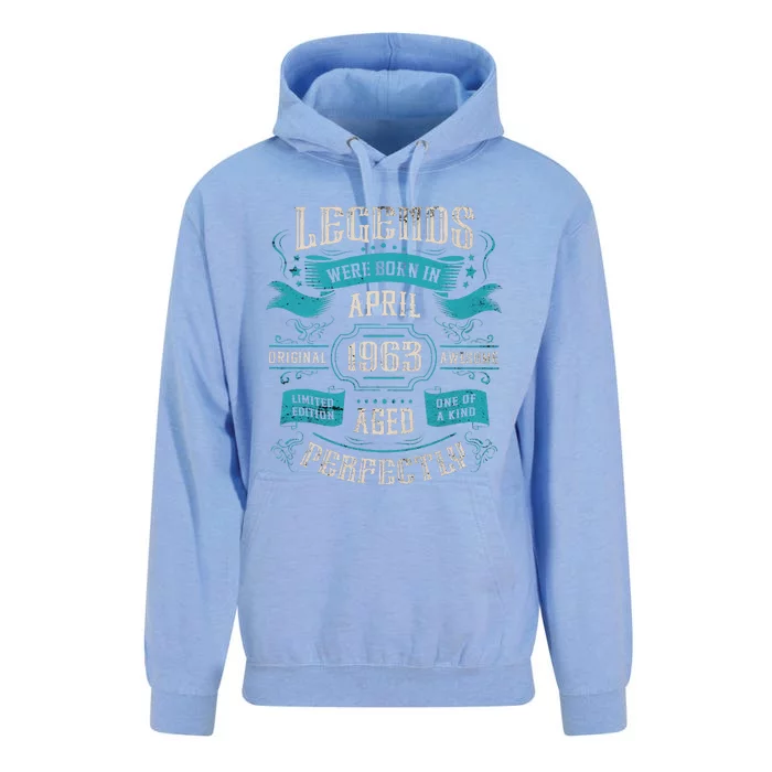 60th Birthday Legends Were Born In April 1963 Unisex Surf Hoodie