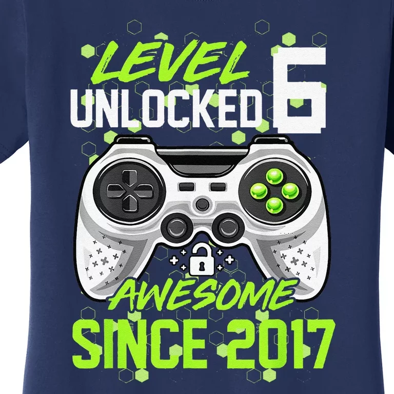 6th Birthday Level 6 Unlocked Awesome 2017 Video Gamer Women's T-Shirt