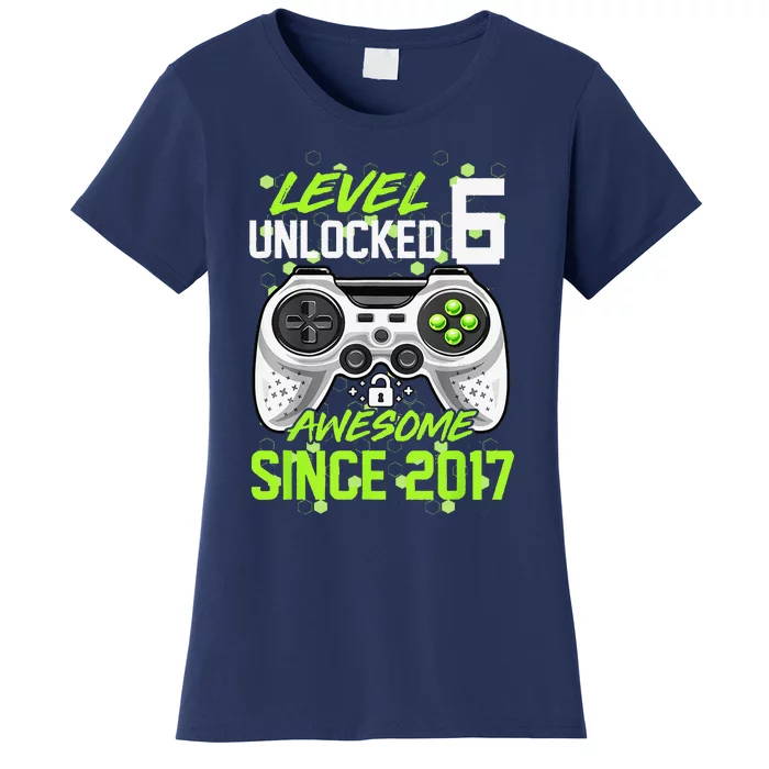 6th Birthday Level 6 Unlocked Awesome 2017 Video Gamer Women's T-Shirt