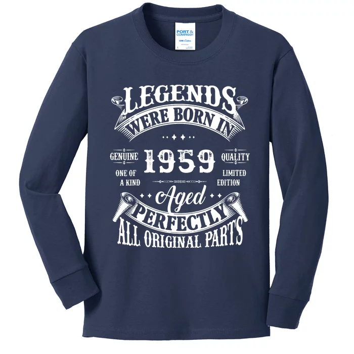 63rd Birthday Legend Were Born 1959 Vintage 1959 Kids Long Sleeve Shirt