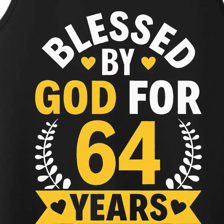 64th Birthday Man Woman Blessed By God For 64 Years Performance Tank