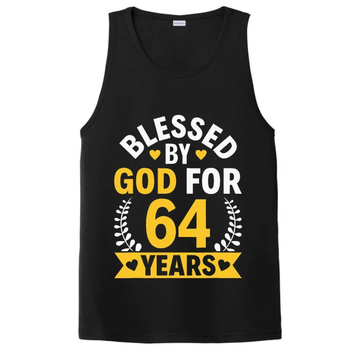 64th Birthday Man Woman Blessed By God For 64 Years Performance Tank