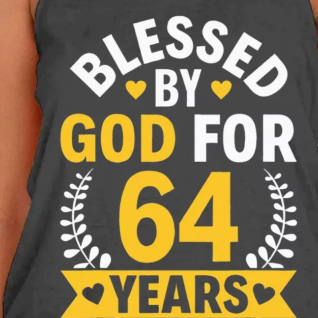 64th Birthday Man Woman Blessed By God For 64 Years Women's Knotted Racerback Tank