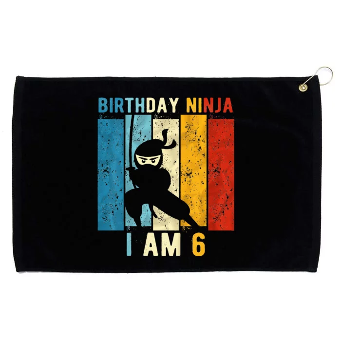 6th Birthday Ninja 6 Year Old Birthday Grommeted Golf Towel