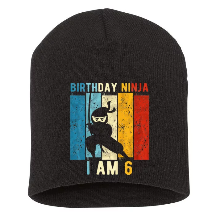 6th Birthday Ninja 6 Year Old Birthday Short Acrylic Beanie