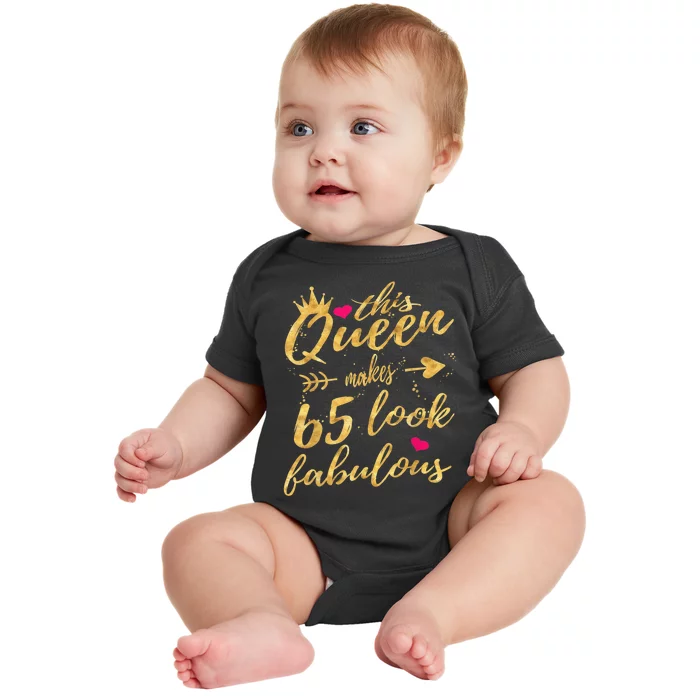 65th Birthday Party Gifts 65 Year Old Wo Queen Baby Bodysuit