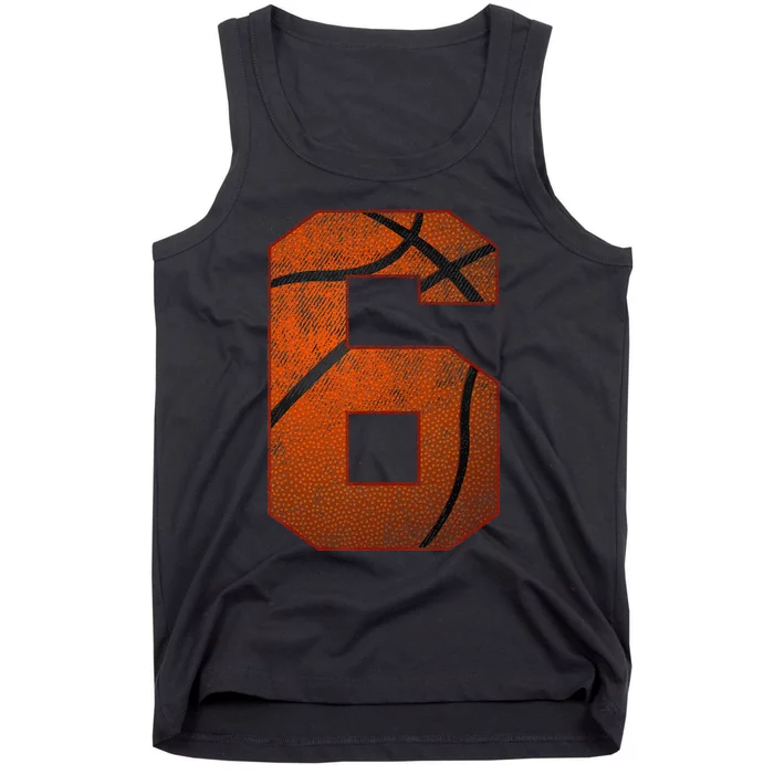 6th Birthday Party Six 6 Year Old Basketball Bday Boy Tank Top