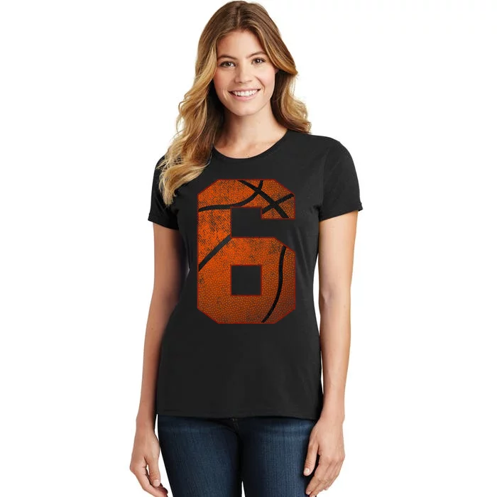 6th Birthday Party Six 6 Year Old Basketball Bday Boy Women's T-Shirt