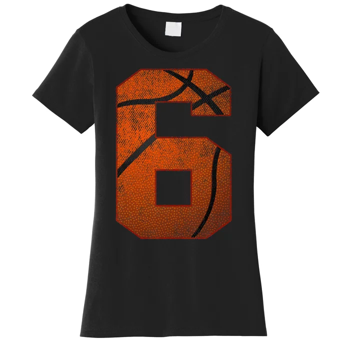 6th Birthday Party Six 6 Year Old Basketball Bday Boy Women's T-Shirt