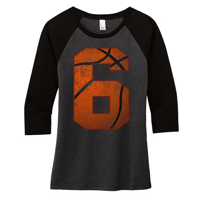 6th Birthday Party Six 6 Year Old Basketball Bday Boy Women's Tri-Blend 3/4-Sleeve Raglan Shirt