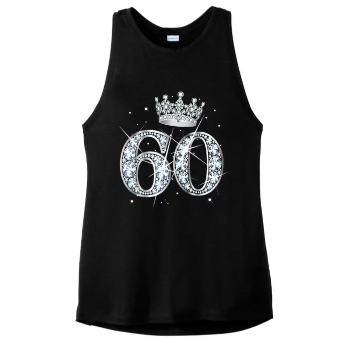 60th Birthday Queen diamond crown 60 Year Old Gifts Ladies Tri-Blend Wicking Tank