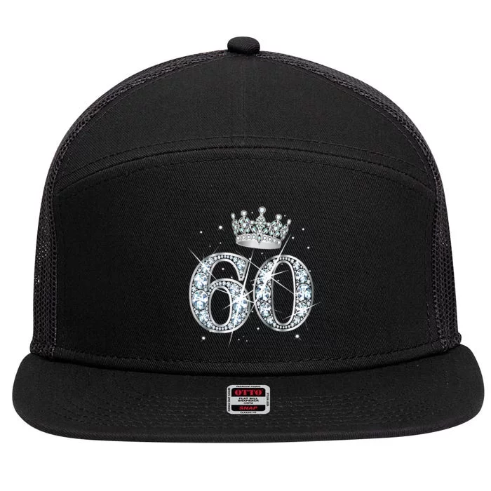 60th Birthday Queen diamond crown 60 Year Old Gifts 7 Panel Mesh Trucker Snapback Hat