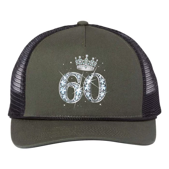 60th Birthday Queen diamond crown 60 Year Old Gifts Retro Rope Trucker Hat Cap