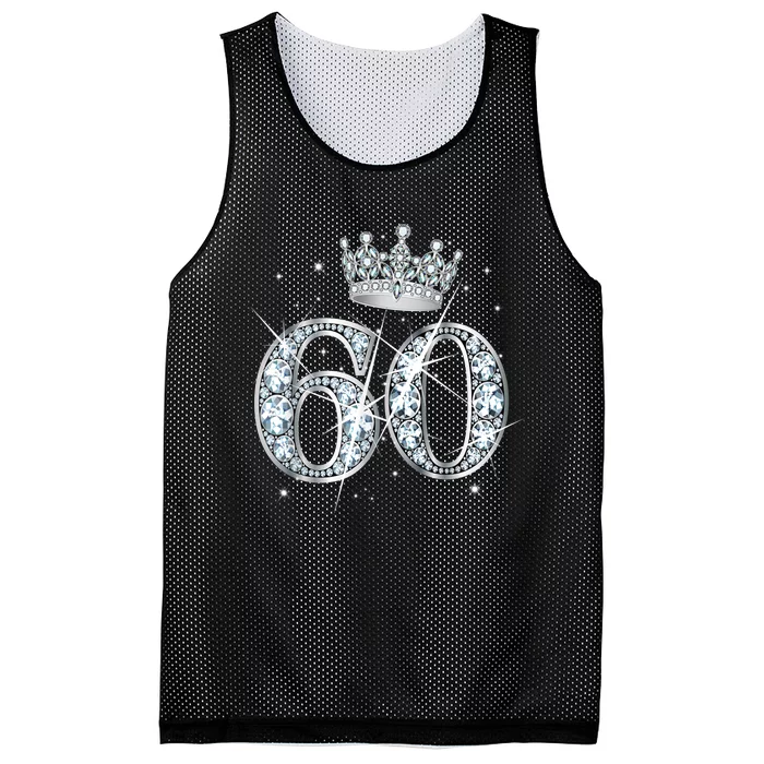 60th Birthday Queen Wo diamond crown 60 Year Old Gifts Mesh Reversible Basketball Jersey Tank