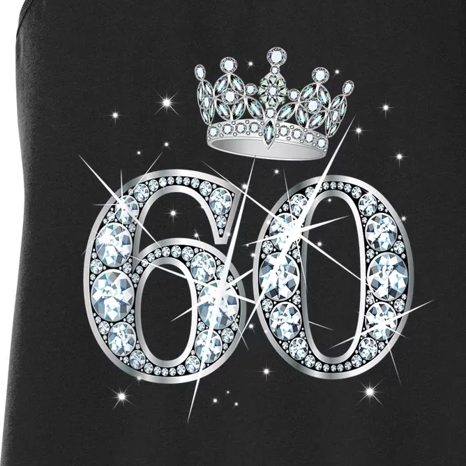 60th Birthday Queen Wo diamond crown 60 Year Old Gifts Women's Racerback Tank