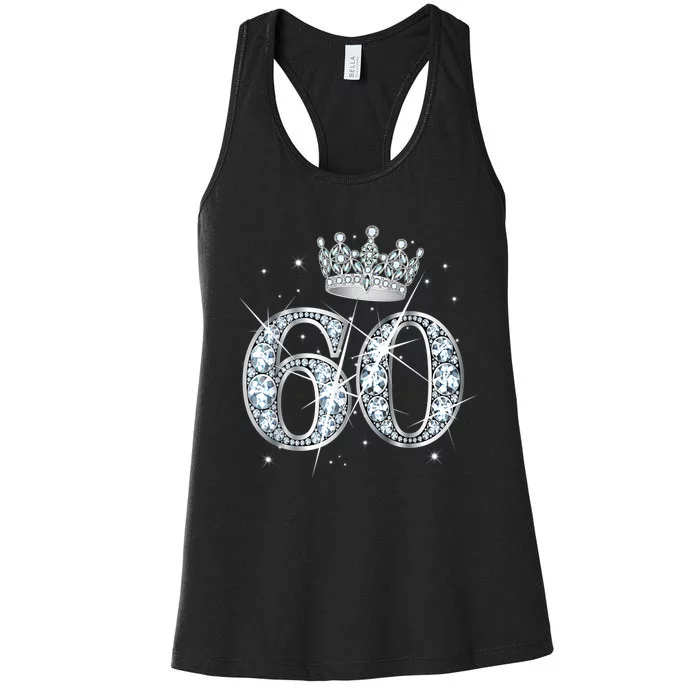 60th Birthday Queen Wo diamond crown 60 Year Old Gifts Women's Racerback Tank