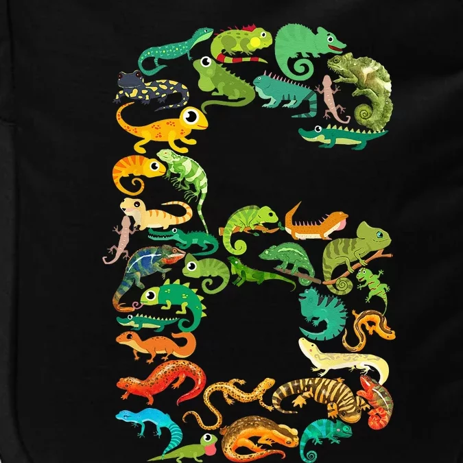 6th Birthday Reptiles Lizards Theme 6 Year Old Impact Tech Backpack