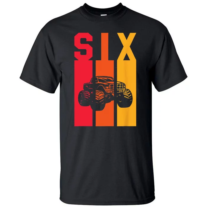 6th Birthday Retro Monster Truck 6 Years Old Tall T-Shirt