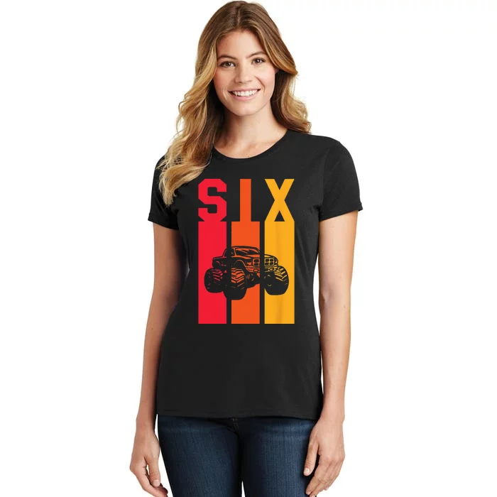 6th Birthday Retro Monster Truck 6 Years Old Women's T-Shirt