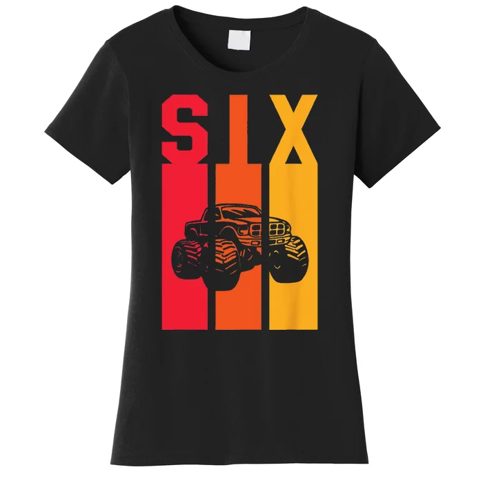 6th Birthday Retro Monster Truck 6 Years Old Women's T-Shirt