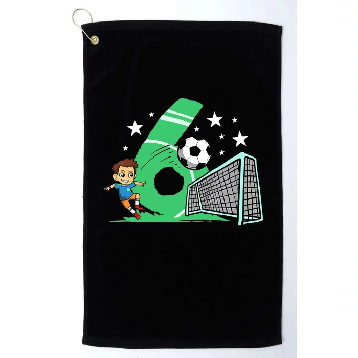 6th Birthday Soccer Boy 6 Years Old Football Player Platinum Collection Golf Towel