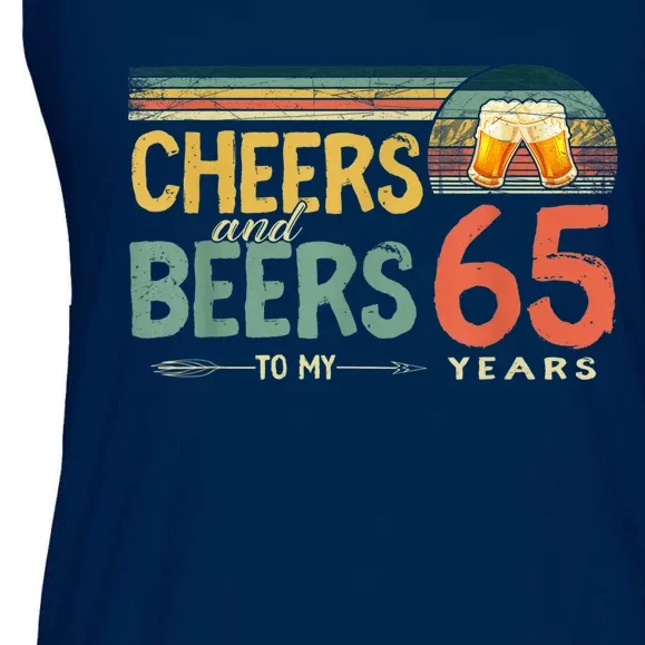 65th Birthday Shirt Funny Cheers And Beers To 65 Years Old Ladies Essential Flowy Tank