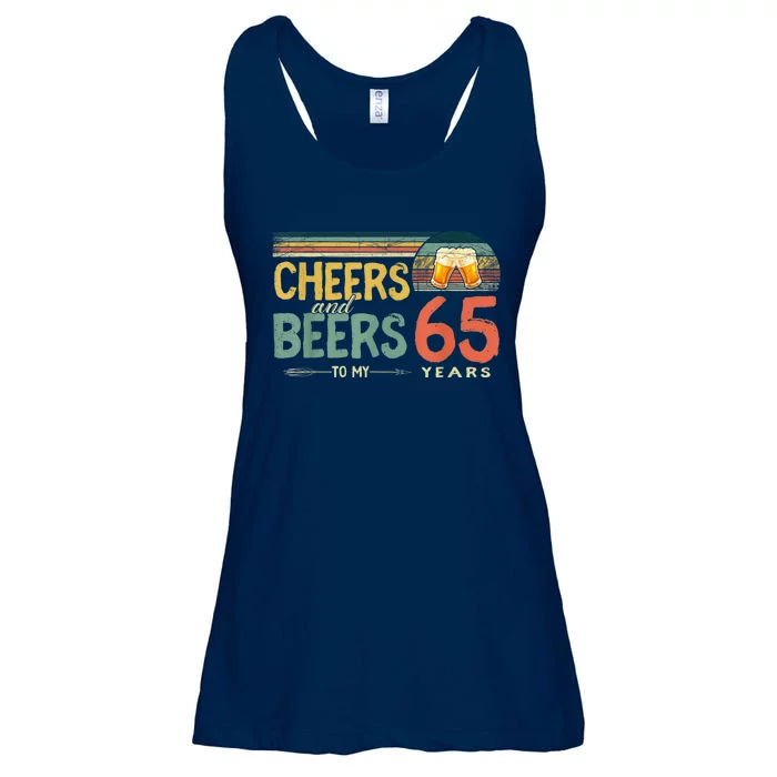 65th Birthday Shirt Funny Cheers And Beers To 65 Years Old Ladies Essential Flowy Tank