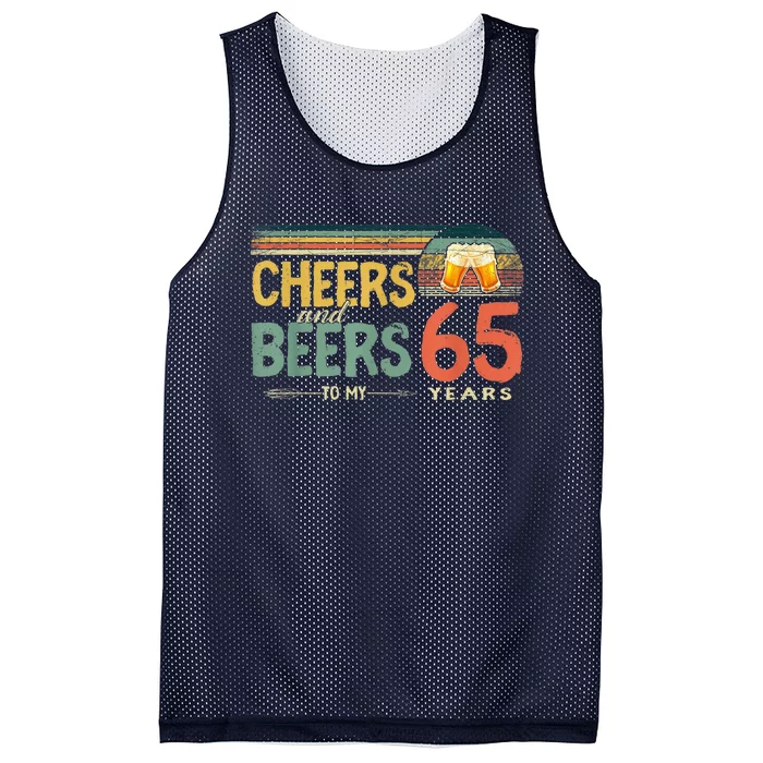 65th Birthday Shirt Funny Cheers And Beers To 65 Years Old Mesh Reversible Basketball Jersey Tank