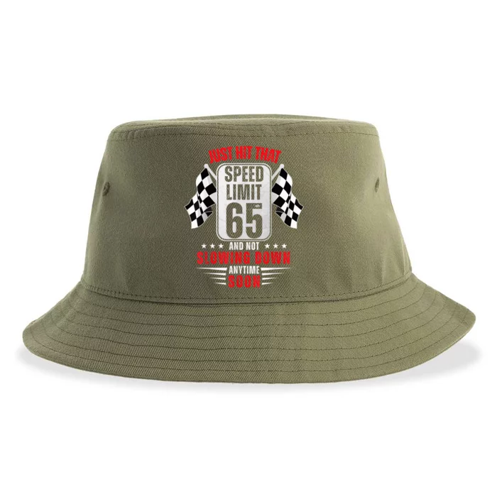 65th Birthday Speed Limit Sign 65 Years Old Funny Racing Sustainable Bucket Hat