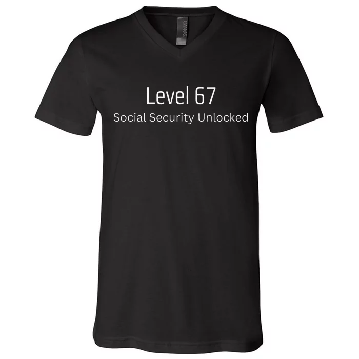 67th Birthday Social Security Unlocked Turning 67 V-Neck T-Shirt